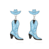 Boucles d’oreilles western roses à pois – chapeau et botte stylés