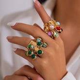 Bague Ouverte Vintage en Malachite