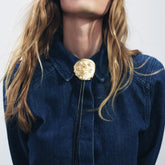 Collier ZA Cow-boy Rose Relief – Métal Vintage Ajustable