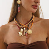 Boucles d'oreilles tressé coloré style océan