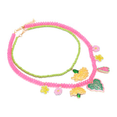 Collier multicolore macarons à fleurs émaillées – Style doux et tendance