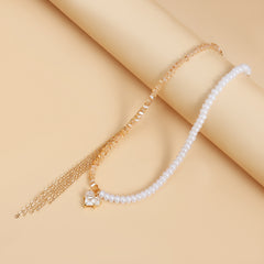 Collier ras-du-cou cœur en zircon et perles – style élégant et raffiné