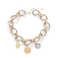 Collier court à pendentif pièce vintage – Chaîne épaisse design rétro