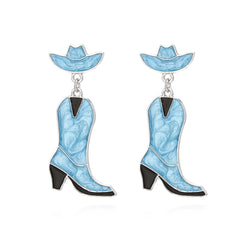 Boucles d’oreilles western roses à pois – chapeau et botte stylés