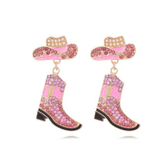 Boucles d’oreilles western – chapeau et botte stylés
