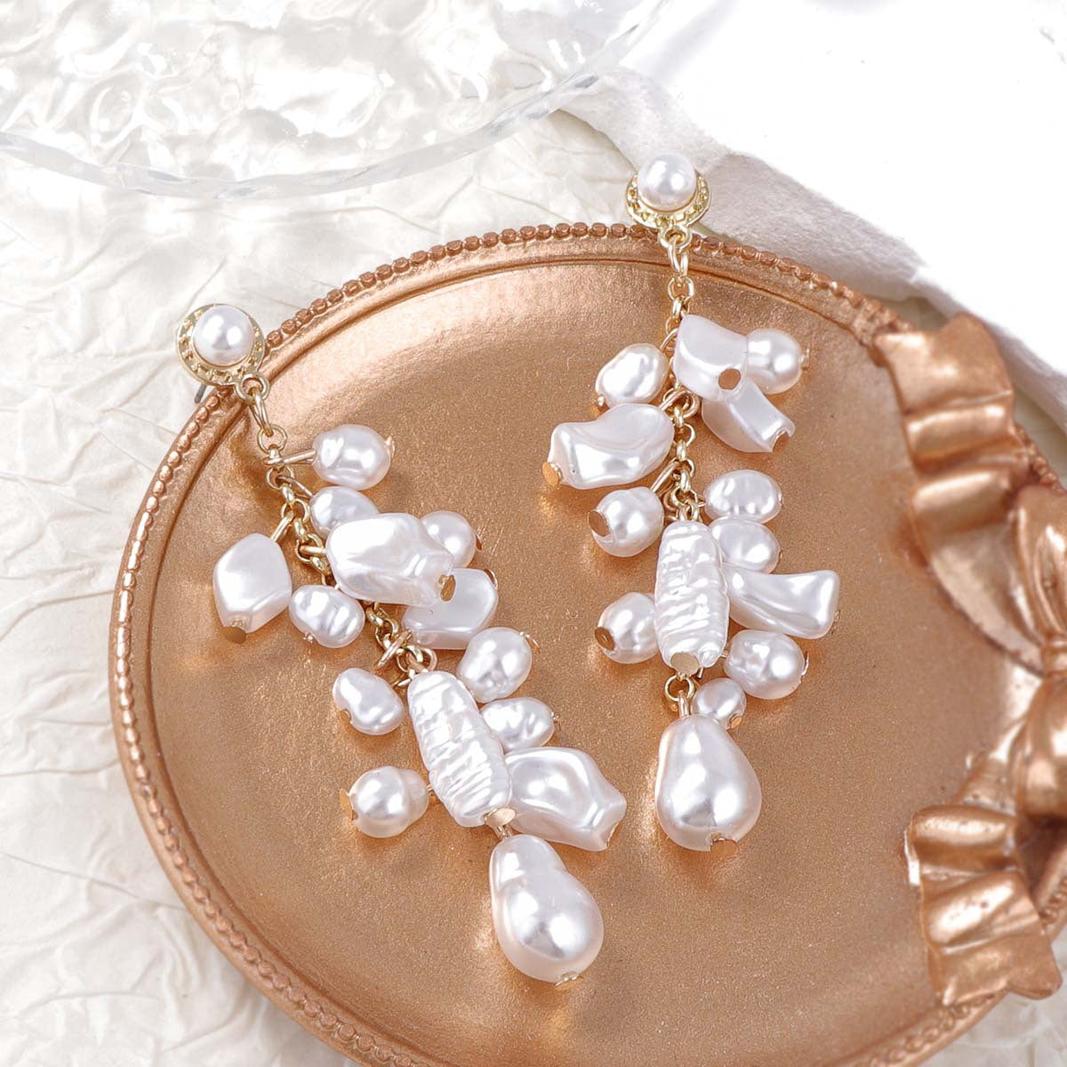 Parure collier et boucles d’oreilles baroques – Perles irrégulières élégantes