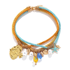 Collier multi-couches océan – Poisson, étoile de mer et coquillage