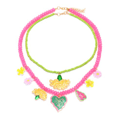 Collier multicolore macarons à fleurs émaillées – Style doux et tendance