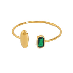 Parure élégante – Bague carrée, bracelet, collier et boucles d’oreilles avec zircon arc-en-ciel, plaqué or 18K