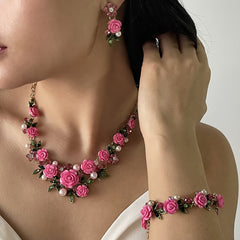 Parure Bijoux Perles & Fleurs