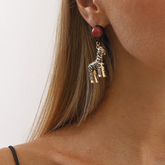 Parure zèbre émaillée – Collier et boucles d’oreilles style ZA