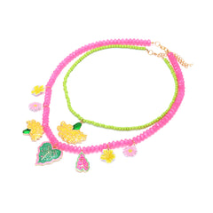 Collier multicolore macarons à fleurs émaillées – Style doux et tendance