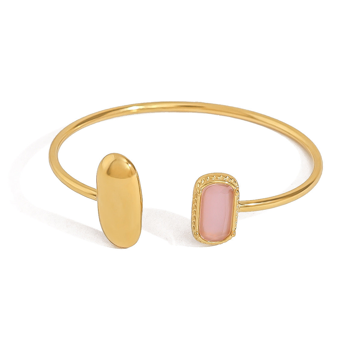 Parure élégante – Bague carrée, bracelet, collier et boucles d’oreilles avec zircon arc-en-ciel, plaqué or 18K