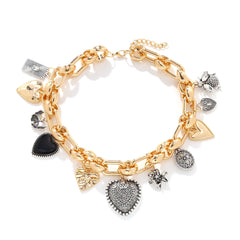 Collier pendentif cœur 3D fleur et scarabée – Style rétro chic