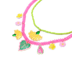 Collier multicolore macarons à fleurs émaillées – Style doux et tendance