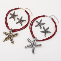 Parure étoile de mer – Collier et boucles d’oreilles style ZA