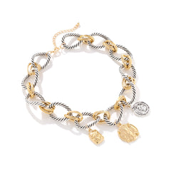 Collier court à pendentif pièce vintage – Chaîne épaisse design rétro