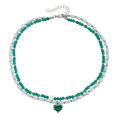 Parure cœur en perles irrégulières et cristaux – style chic et sophistiqué