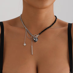 Collier cœur miroir en perles de cristal – style chic et léger