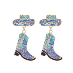 Boucles d’oreilles western – chapeau et botte stylés