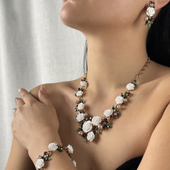 Parure Bijoux Perles & Fleurs