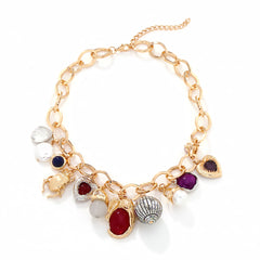 Collier cœur insecte baroque – Perles et chaîne épaisse rétro