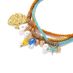 Collier multi-couches océan – Poisson, étoile de mer et coquillage