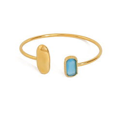 Parure élégante – Bague carrée, bracelet, collier et boucles d’oreilles avec zircon arc-en-ciel, plaqué or 18K