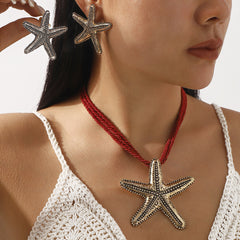 Parure étoile de mer – Collier et boucles d’oreilles style ZA