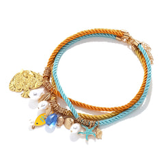 Collier multi-couches océan – Poisson, étoile de mer et coquillage