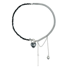 Collier cœur miroir en perles de cristal – style chic et léger