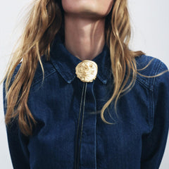 Collier ZA Cow-boy Rose Relief – Métal Vintage Ajustable