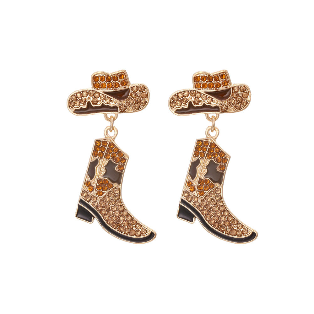 Boucles d’oreilles western – chapeau et botte stylés