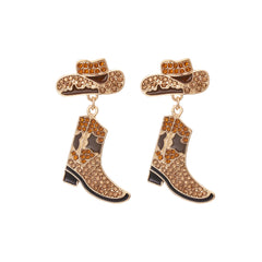 Boucles d’oreilles western – chapeau et botte stylés