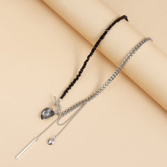 Collier cœur miroir en perles de cristal – style chic et léger