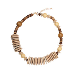 Collier ras-du-cou artisanal en perles et bois – Style géométrique rétro chic