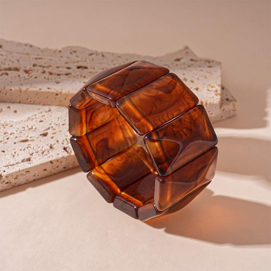 Bracelet acrylique rectangulaire effet marbré vintage