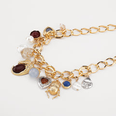 Parure perles & gemmes – Collier et boucles d’oreilles vintage