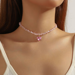 Collier Choker Cœur Cristal