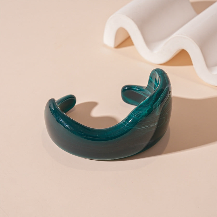 Bracelet Ouvert Acrylique Marbré Vintage