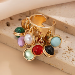 Bague Ouverte Vintage en Malachite