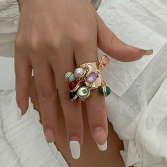 Bague Ouverte Vintage en Malachite