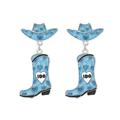 Boucles d’oreilles western cœur, chapeau et botte – style cowboy chic
