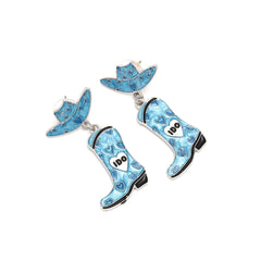 Boucles d’oreilles western cœur, chapeau et botte – style cowboy chic