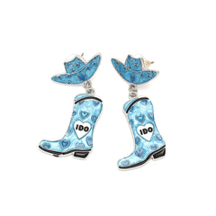 Boucles d’oreilles western cœur, chapeau et botte – style cowboy chic