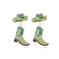 Boucles d’oreilles western – chapeau et botte stylés