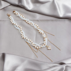 Collier multi-rangs cœur en cristal avec pampilles – style chic et raffiné