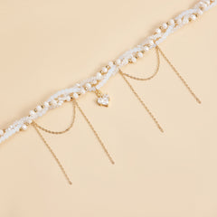 Collier multi-rangs cœur en cristal avec pampilles – style chic et raffiné