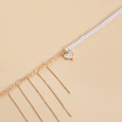 Collier ras-du-cou cœur en zircon et perles – style élégant et raffiné