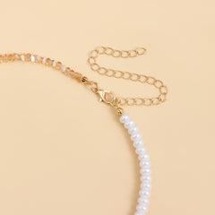 Collier ras-du-cou cœur en zircon et perles – style élégant et raffiné